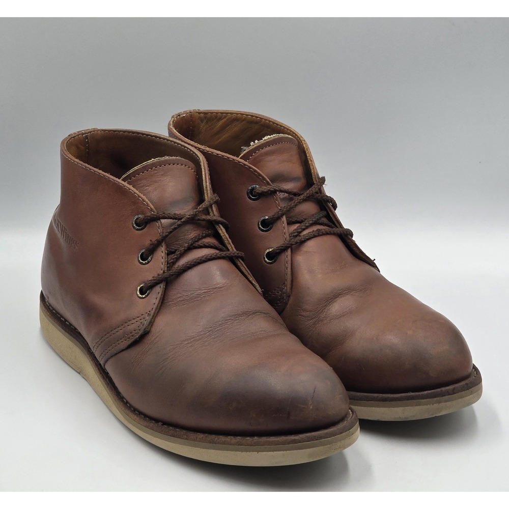 Red Wing 595 Chukka Boots Mens 8.5 E2 USA Traction Tred Soft Toe EH Worn Soles